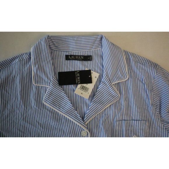Lauren Ralph Lauren Women's Sz XL 2-Pc Striped Bingham Bermuda Cotton Pajama Set - Picture 3 of 9